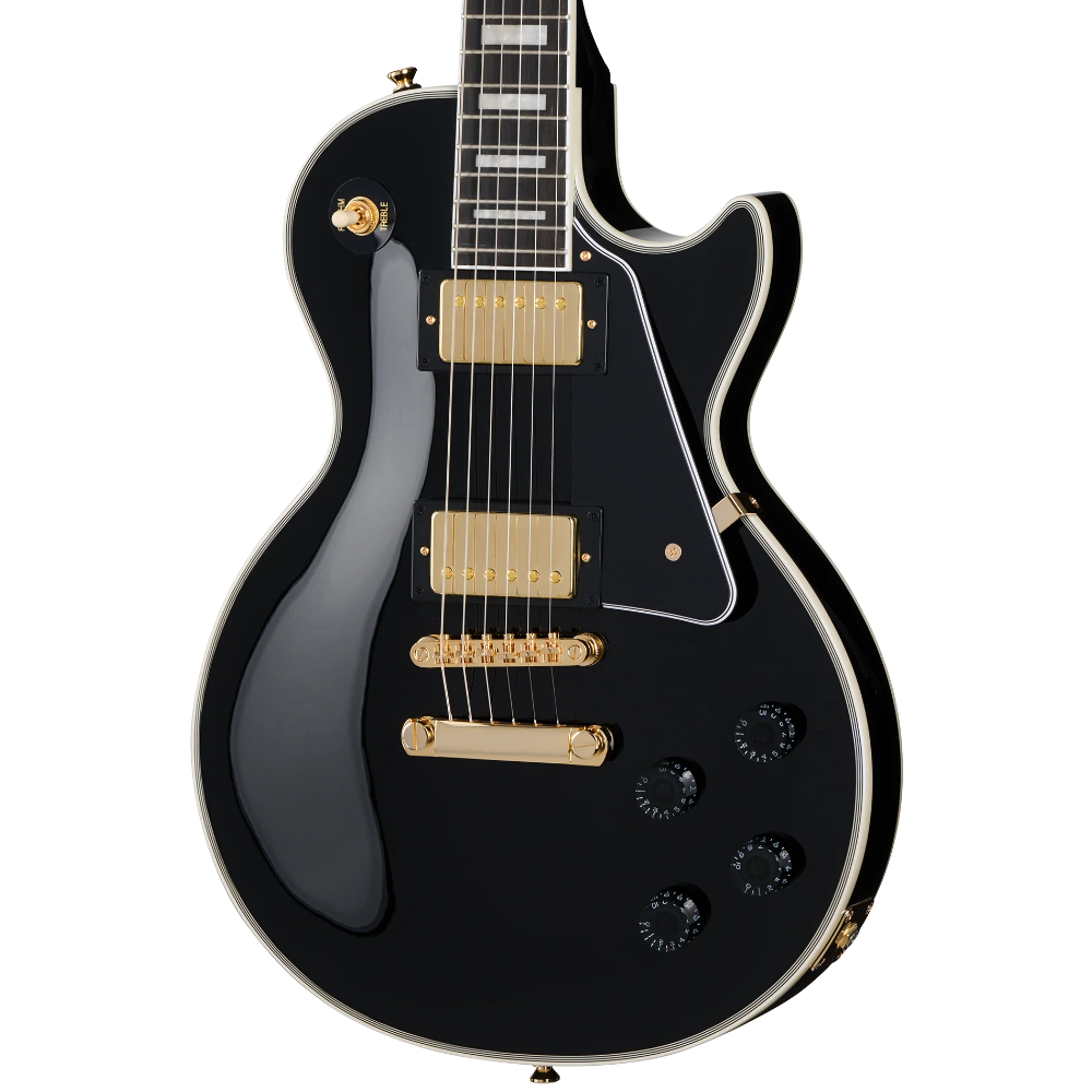 Epiphone Guitars Ebony Les Paul Custom Electric Guitar with Deluxe