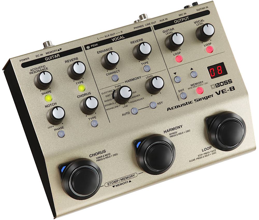 BOSS VE-8 Acoustic Singer Vocal and Guitar Effects Processor
