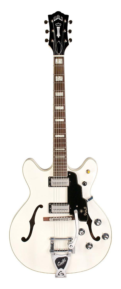 ギター Guild STARFIRE V White Guild Guitars Starfire V Snowcrest White Semi-Hollow Electric