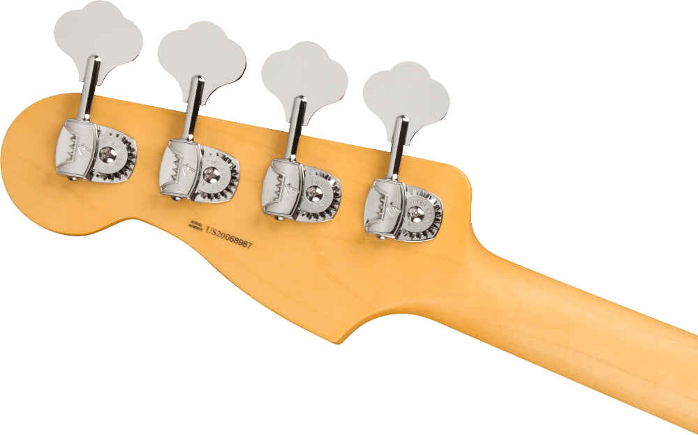 Close-up of a guitar's tuning pegs with a neutral background