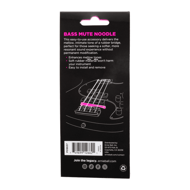 Ernie Ball Mute Noodle Pour Basse - Étouffoir En Mousse Pour Un Son Doux Et Chaleureux - 1