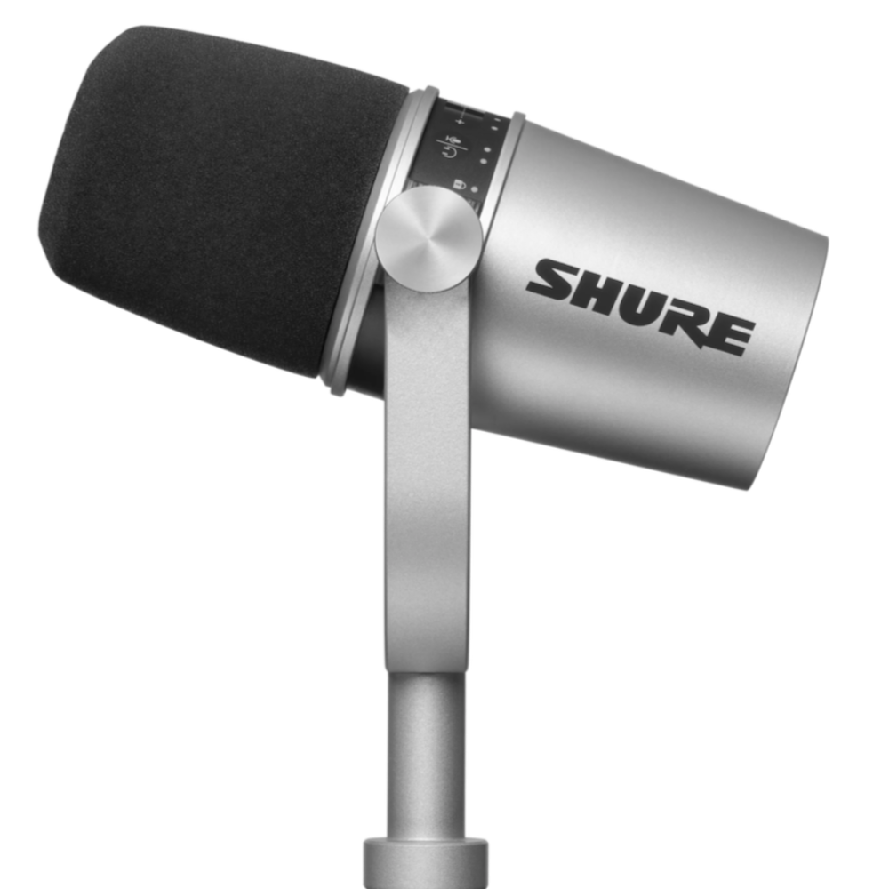 Shure MV7-S Silver Podcast USB and XLR Microphone – Twin Town Guitars