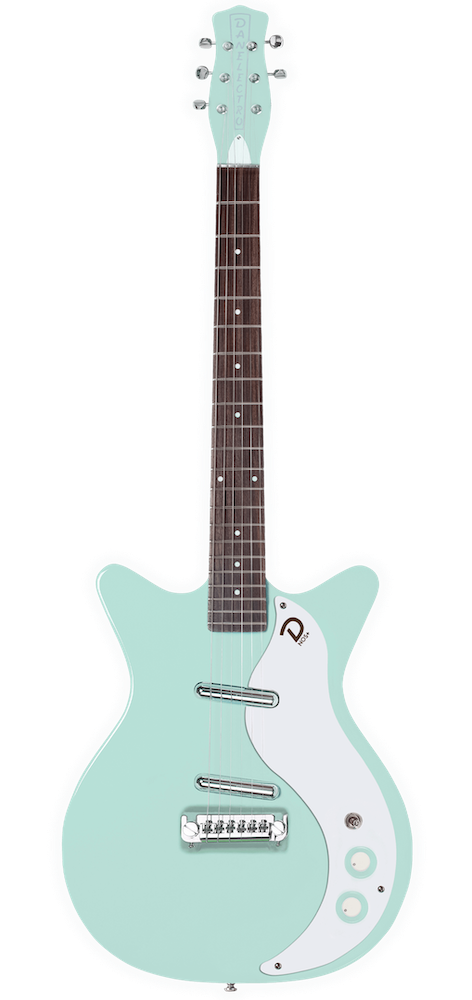 Seafoam Green electric guitar on a white background