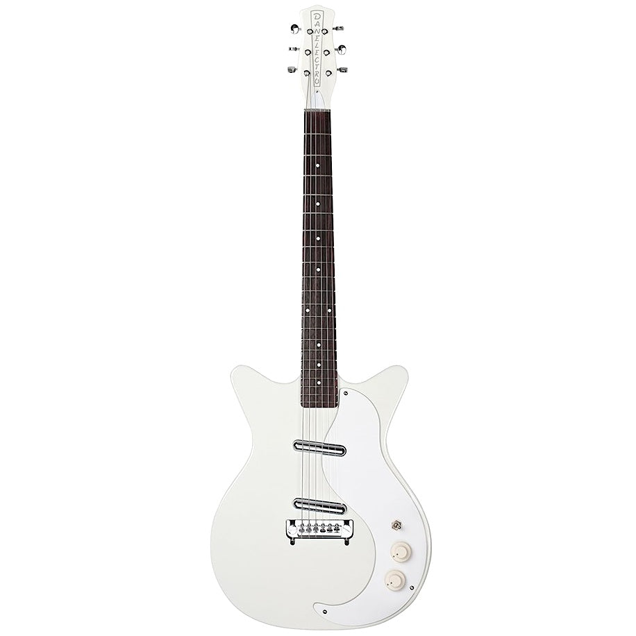 White electric guitar on a white background