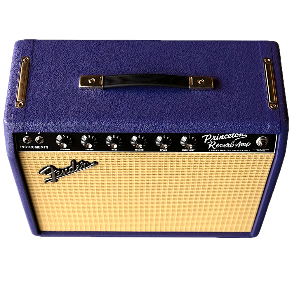 Fender Princeton Reverb Amp guitar amplifier with blue front panel on a white background