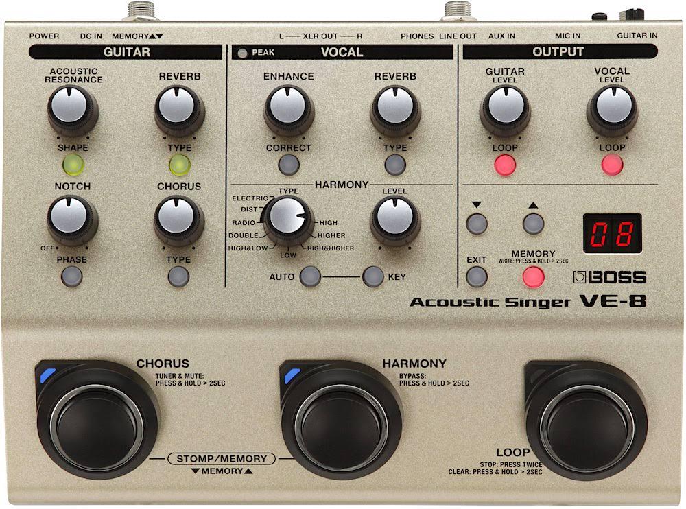 guitar pedal for vocals BOSS VE-8 Acoustic Singer Vocal and Guitar Effects Processor