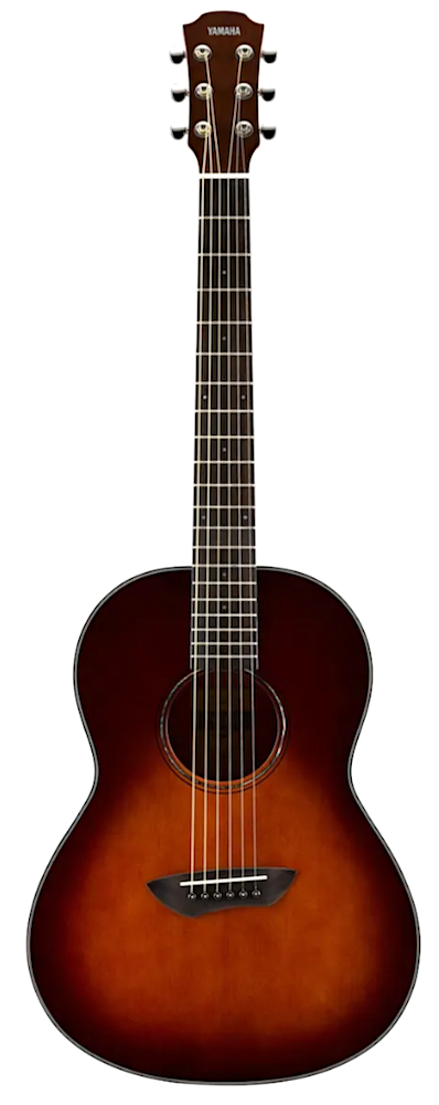 Acoustic guitar with a sunburst finish on a white background