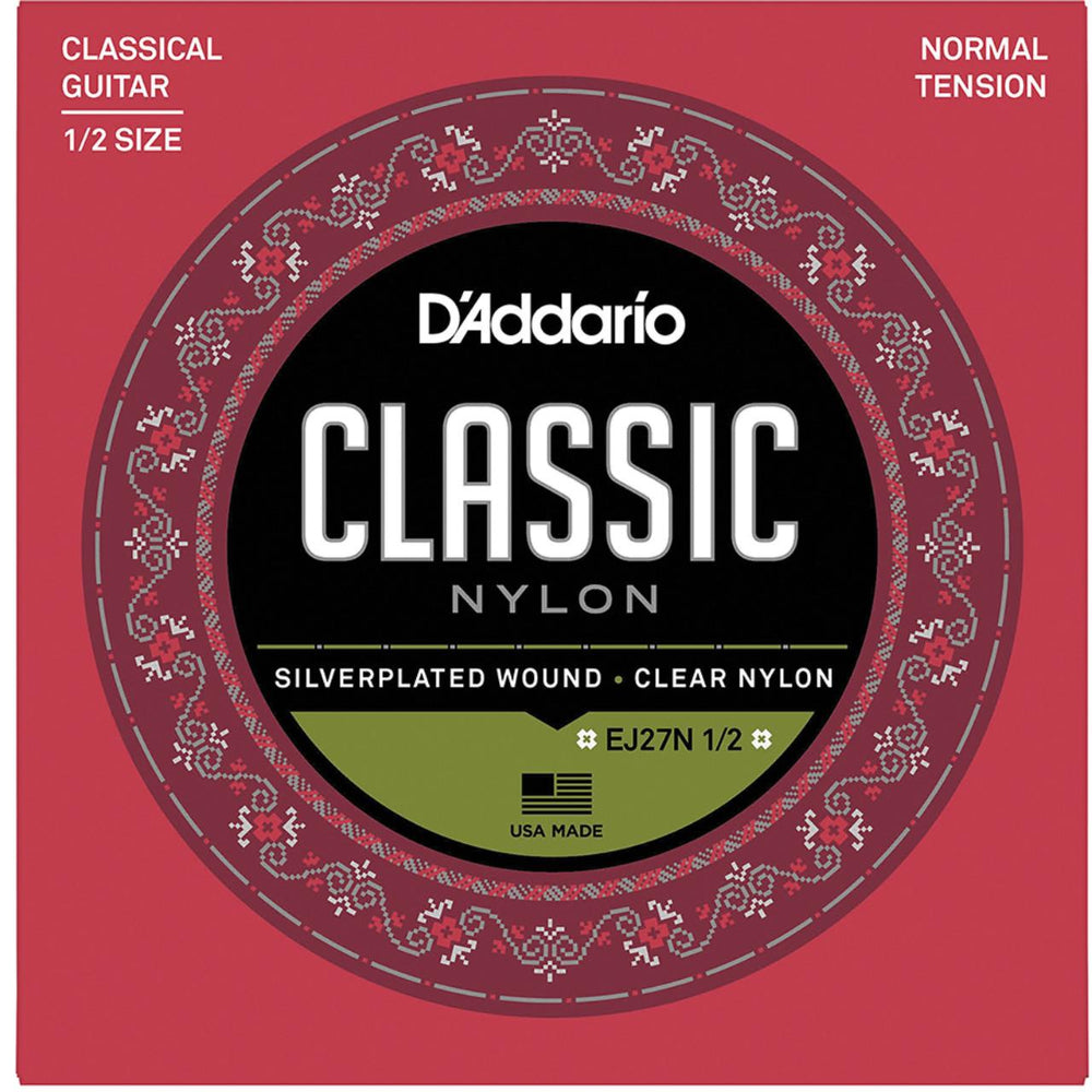 D'Addario Classic Nylon classical guitar string set packaging on a red background