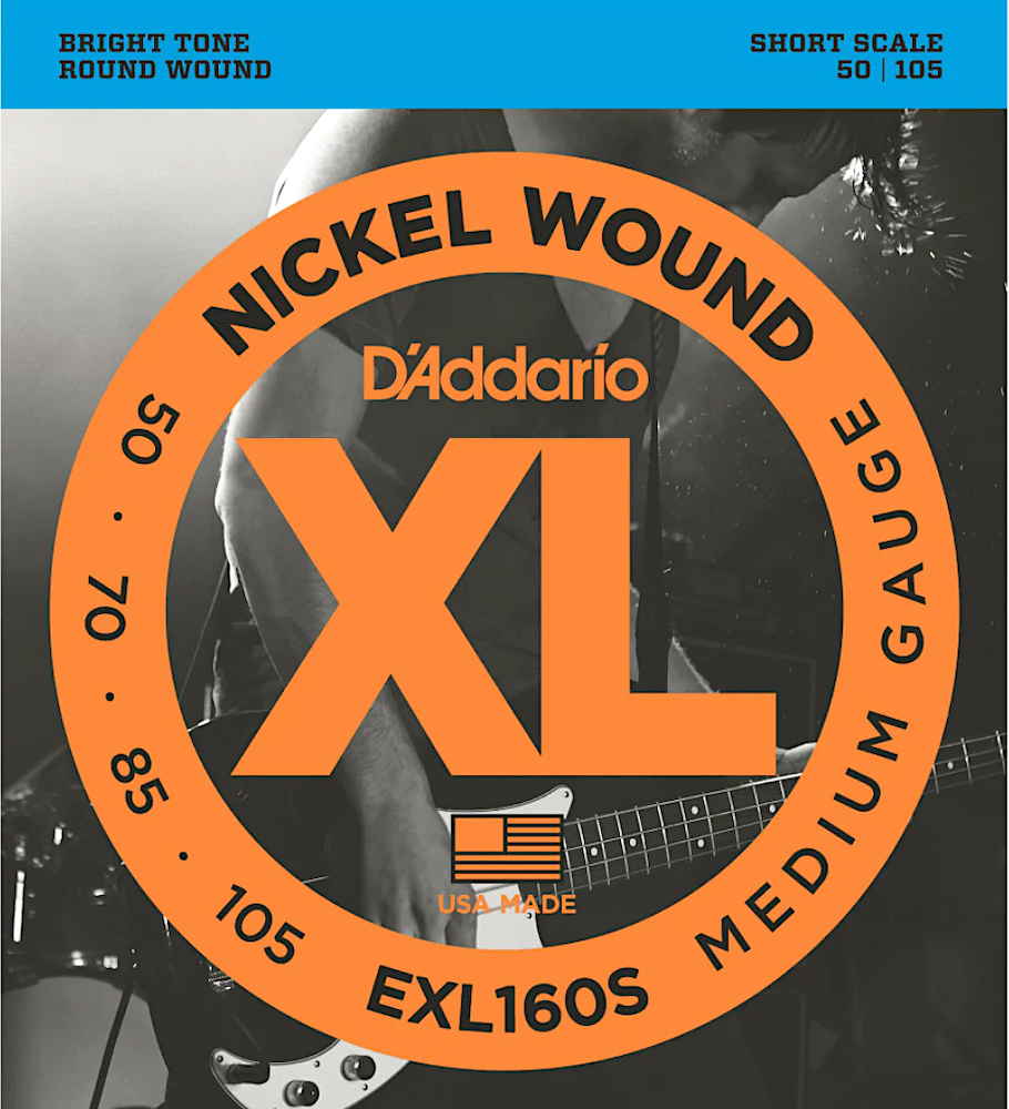 D'Addario EXL160S Short Scale Electric Bass Strings .50 .105 Twin