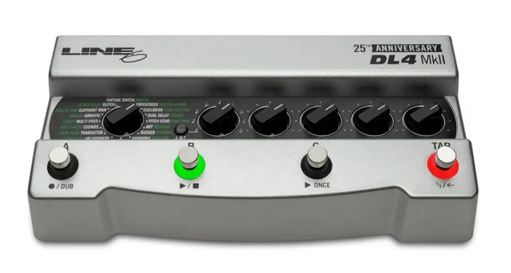 Line 6 DL4 MkII guitar effects processor with 25th anniversary branding on a white background