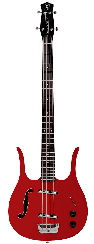 Red electric guitar on a white background