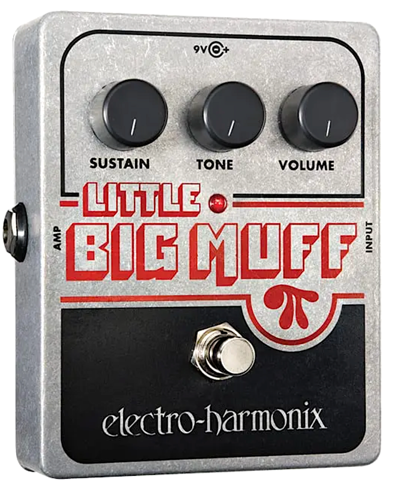 Electro-Harmonix Little Big Muff Pi guitar effects pedal with three knobs and a switch.