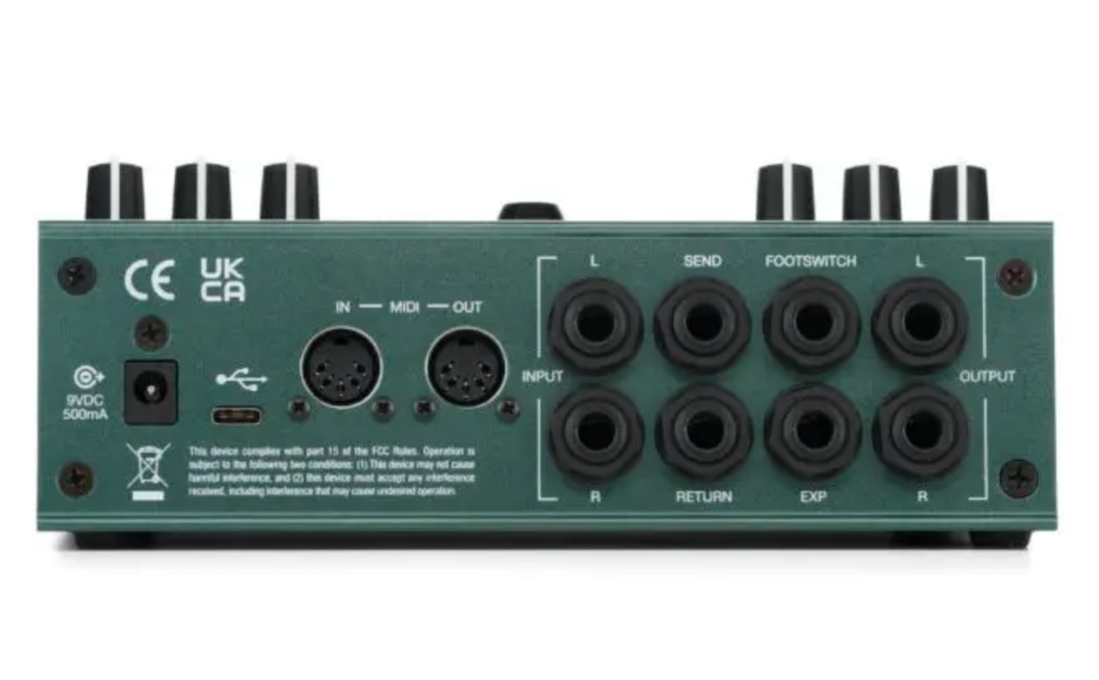 Back panel of a piece of electronic equipment with various connectors on a white background