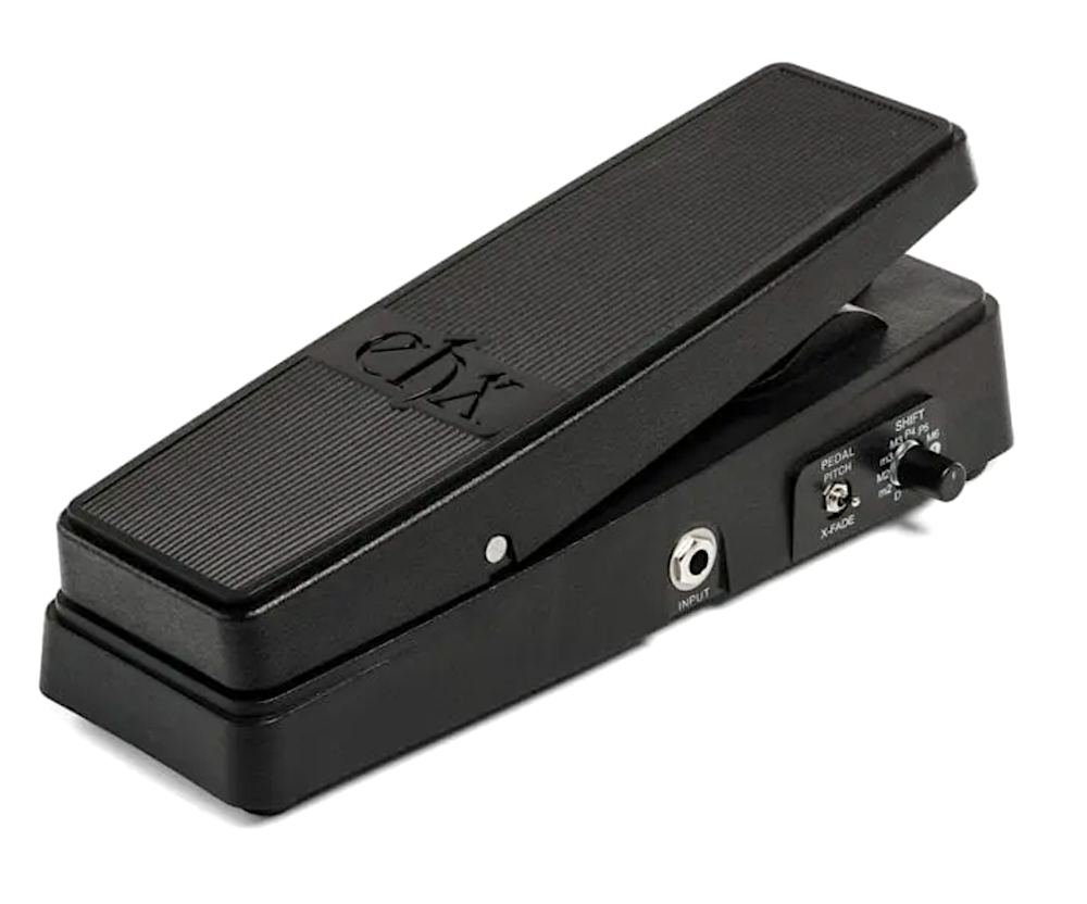 Black guitar effects pedal with 'Dunlop' branding on a white background