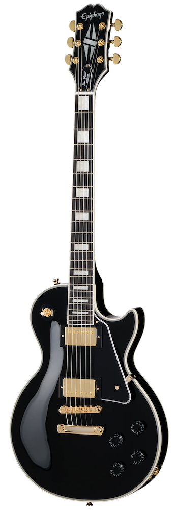 Epiphone Guitars Ebony Les Paul Custom Electric Guitar with Deluxe Epiphone Guitars Ebony Les Paul Custom Electric Guitar with Deluxe