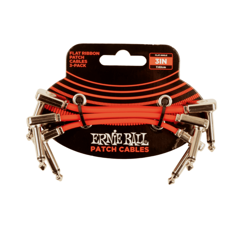 Ernie Ball patch cables in packaging on a white background
