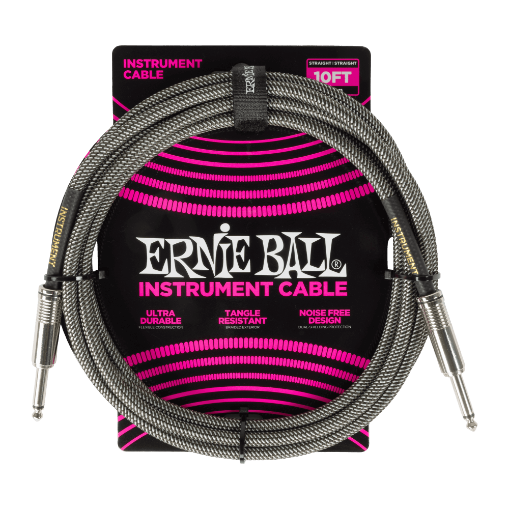 Ernie Ball P06429 10 Foot Silver Fox Braided Straight to Straight