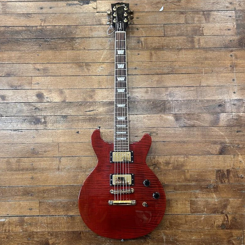 ギター Gibson Les Paul : 2001 with red case Gibson 2001 Les Paul Standard Double Cutaway Plus Trans Red