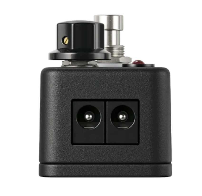 Black electronic device with two circular ports on a white background, JHS Pedals Volture 9v SAG Utility Pedal at Twin Town Guitars in Minneapolis Minnesota