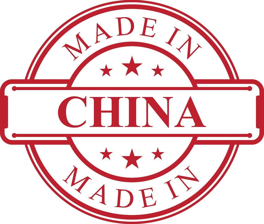 Red 'MADE IN CHINA' stamp on a white background