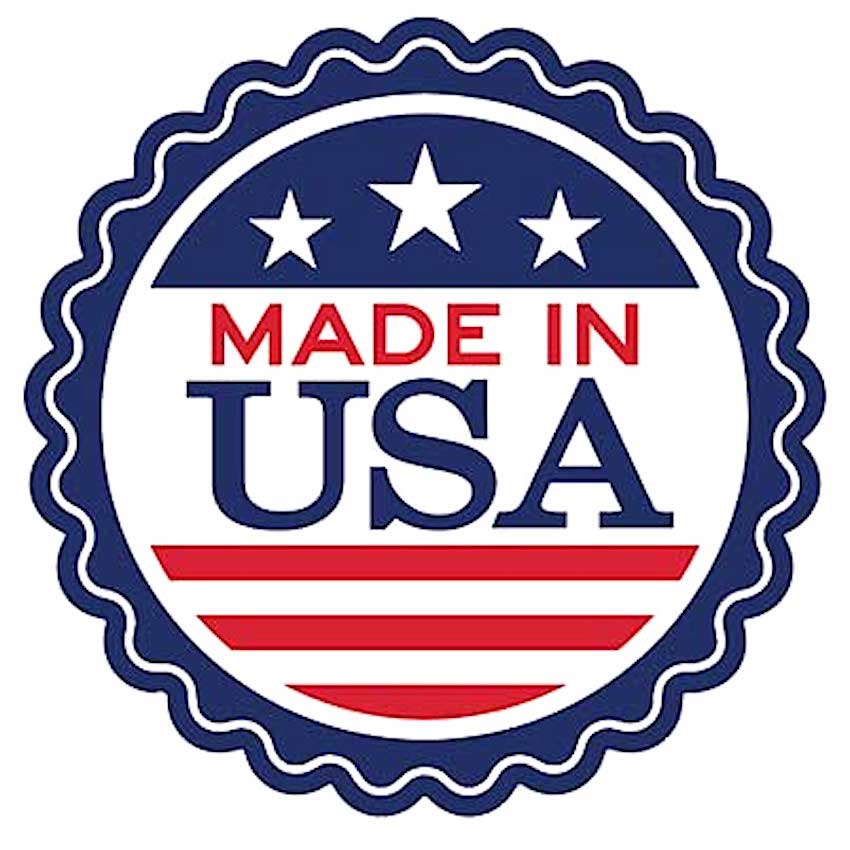 Made in USA logo with stars and stripes on a white background