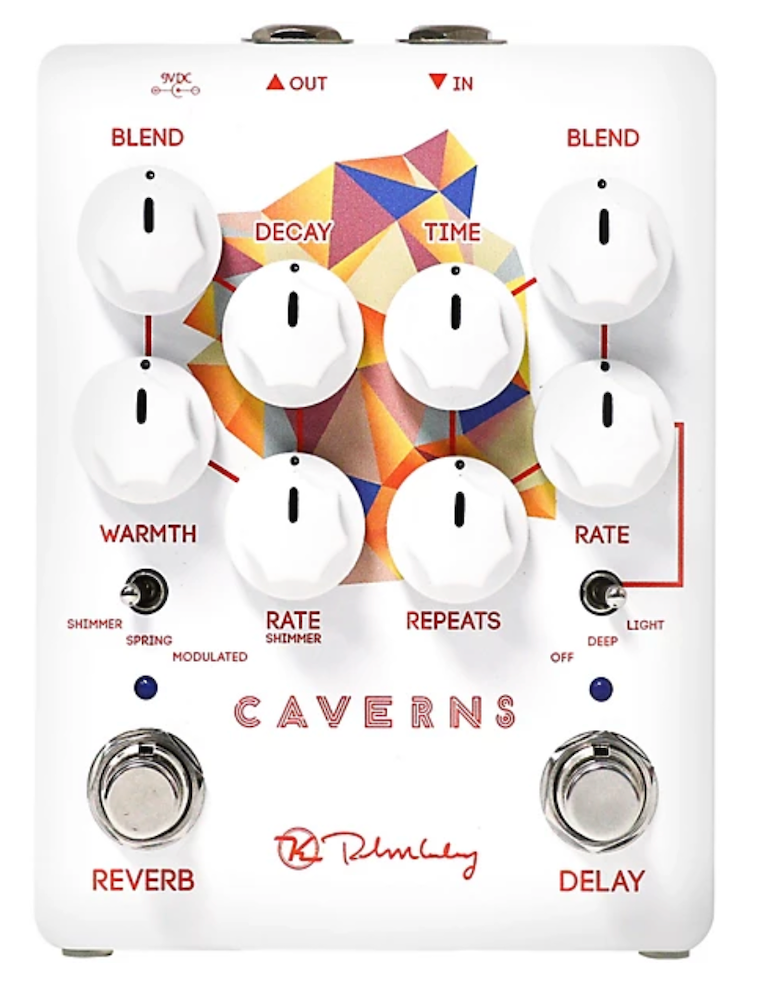 Pedal with 'Caverns' branding on a white background