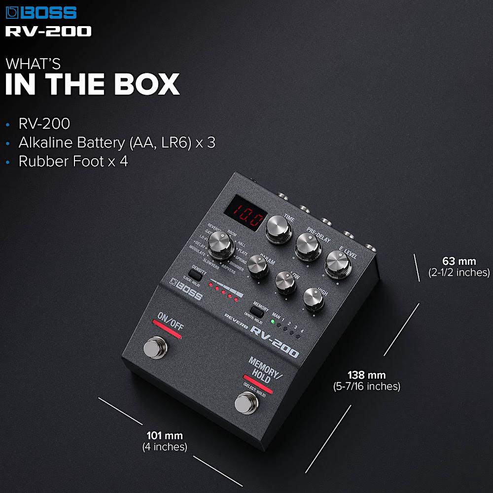 boss pedal battery Boss RV-200 Reverb Pedal