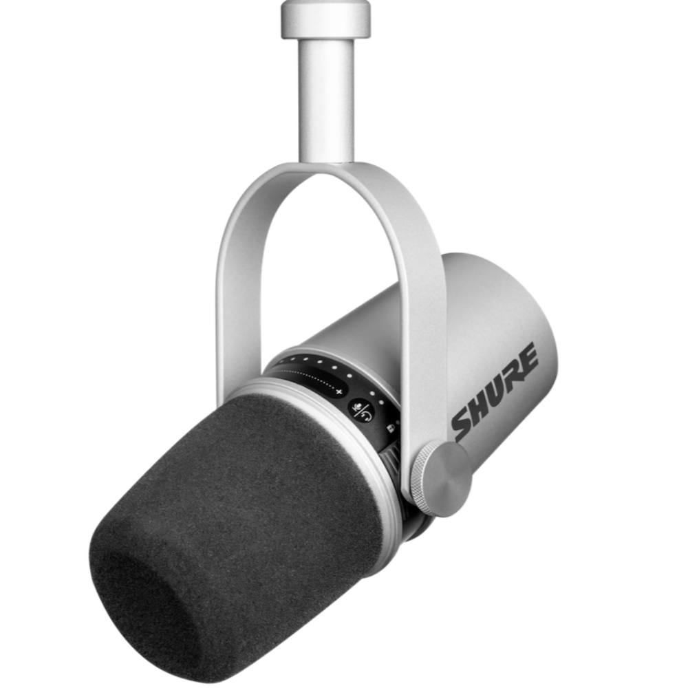 Shure MV7-S Silver Podcast USB and XLR Microphone – Twin Town Guitars Shure MV7-S Silver Podcast USB and XLR Microphone – Twin Town Guitars