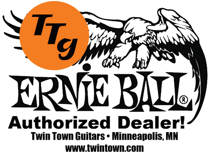 Ernie Ball authorized dealer logo with an eagle and 'TTG' branding