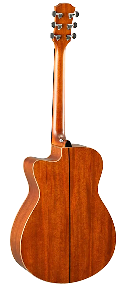 Wooden acoustic guitar on a white background