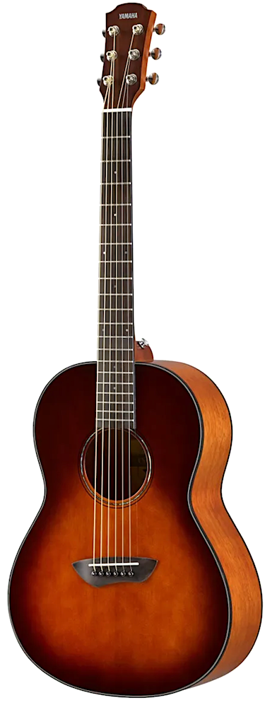 Acoustic guitar with a sunburst finish on a white background