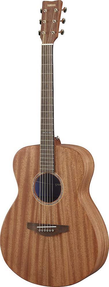 A Yamaha Storia II Small Body Acoustic Electric Guitar with a natural finish, mahogany body, and a rosewood fingerboard.