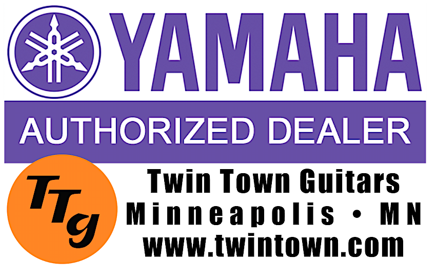 Yamaha Authorized Dealer logo with Twin Town Guitars branding