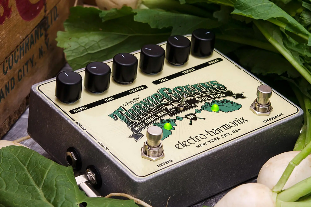 Electro-Harmonix Turnip Greens Reverb Overdrive Effects Pedal at Twin Town Guitars in Minneapolis Minnesota